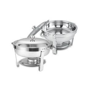 Round Buffet Catering Dish For Home And Outdoor 2 Pcs  Sets (Color: silver)